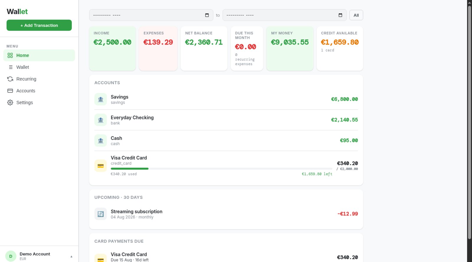 WalletPi — Personal Finance Tracker